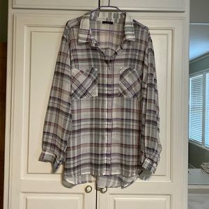 Purple plaid button-up
